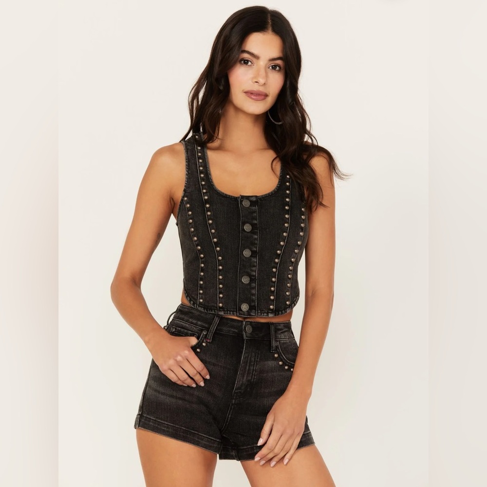 NWT Idyllwind Delrose Drive Studded Denim Vest Size XL Western